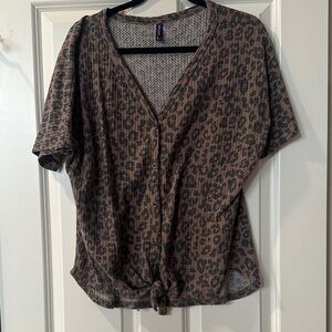 Leopard Print Button-Up Women Top